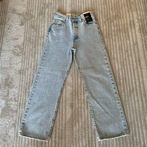 Levi's Light Blue Ribcage Straight Ankle Denim Jeans